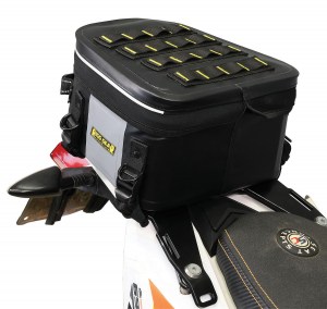 Photo of Hurricane Dual Sport Tail Bag (SE-4012) on white background mounted to tail section of KTM 690
